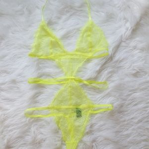 Victoria secret neon strappy teddy